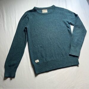 RVLT REVOLUTION teal green blue speckled crew neck chunky pullover sweater